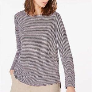 NWOT Eileen Fisher Organic Linen Striped Long Sleeve Shirt Size S